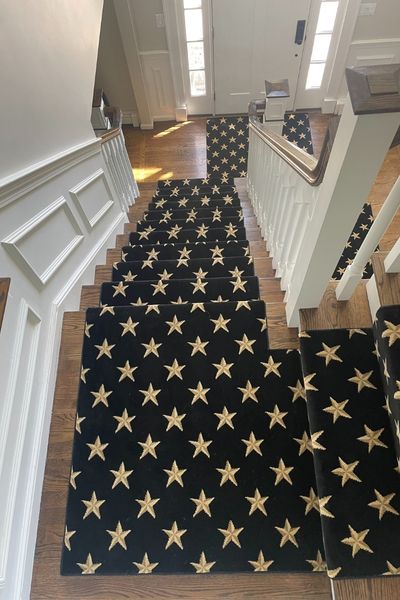 stair runner installation in a Dedham MA home